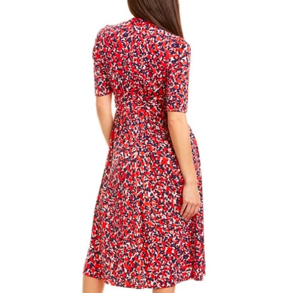 Vince Camuto red/blue 3/4 sleeve Shirred Dress - Picture 2 of 4